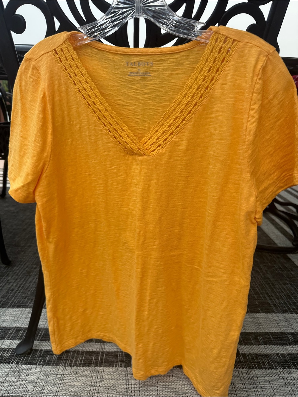 Talbots Golden Yellow V-Neck Short Sleeve Tee